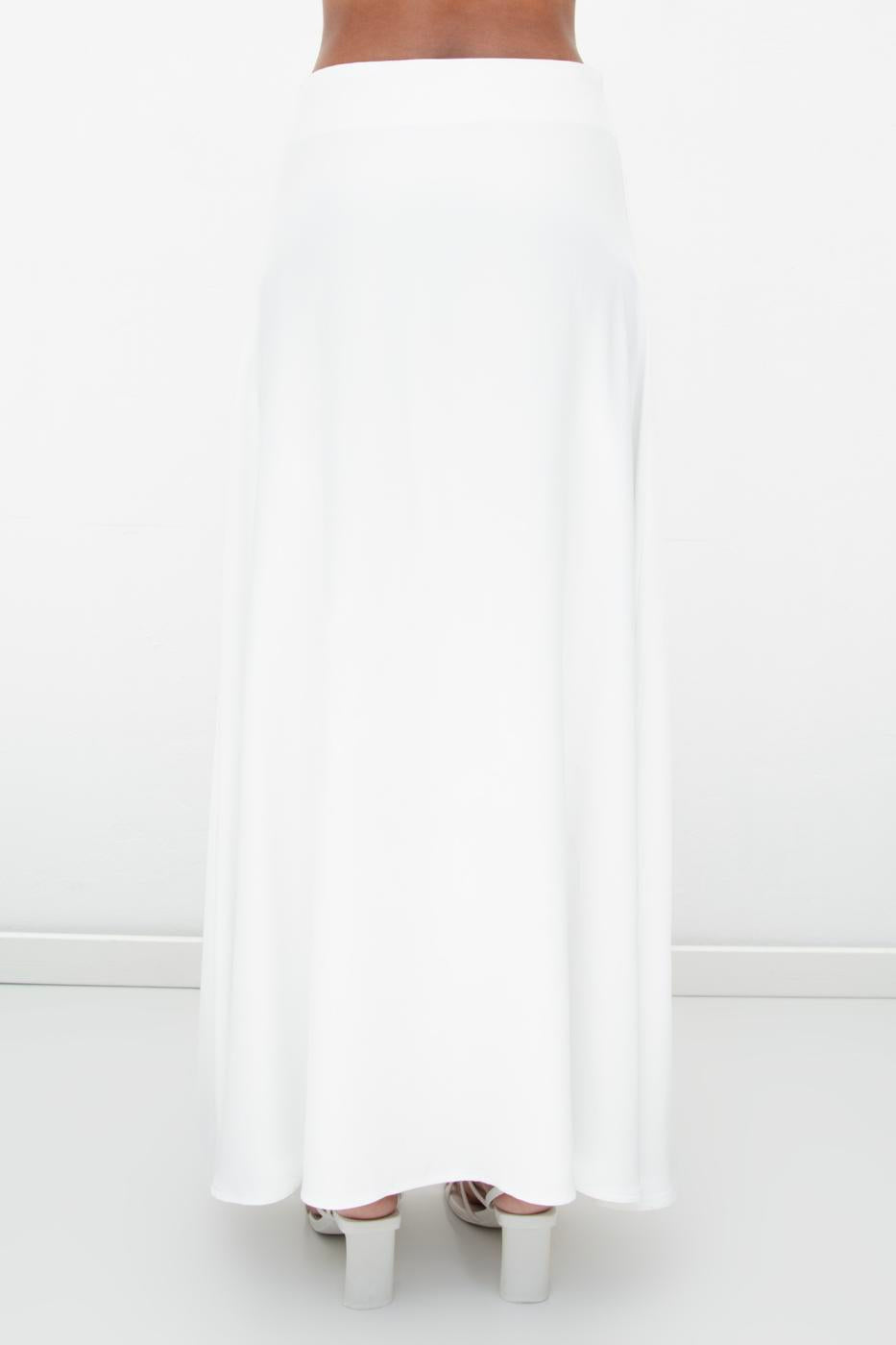 Satin Midi Skirt White