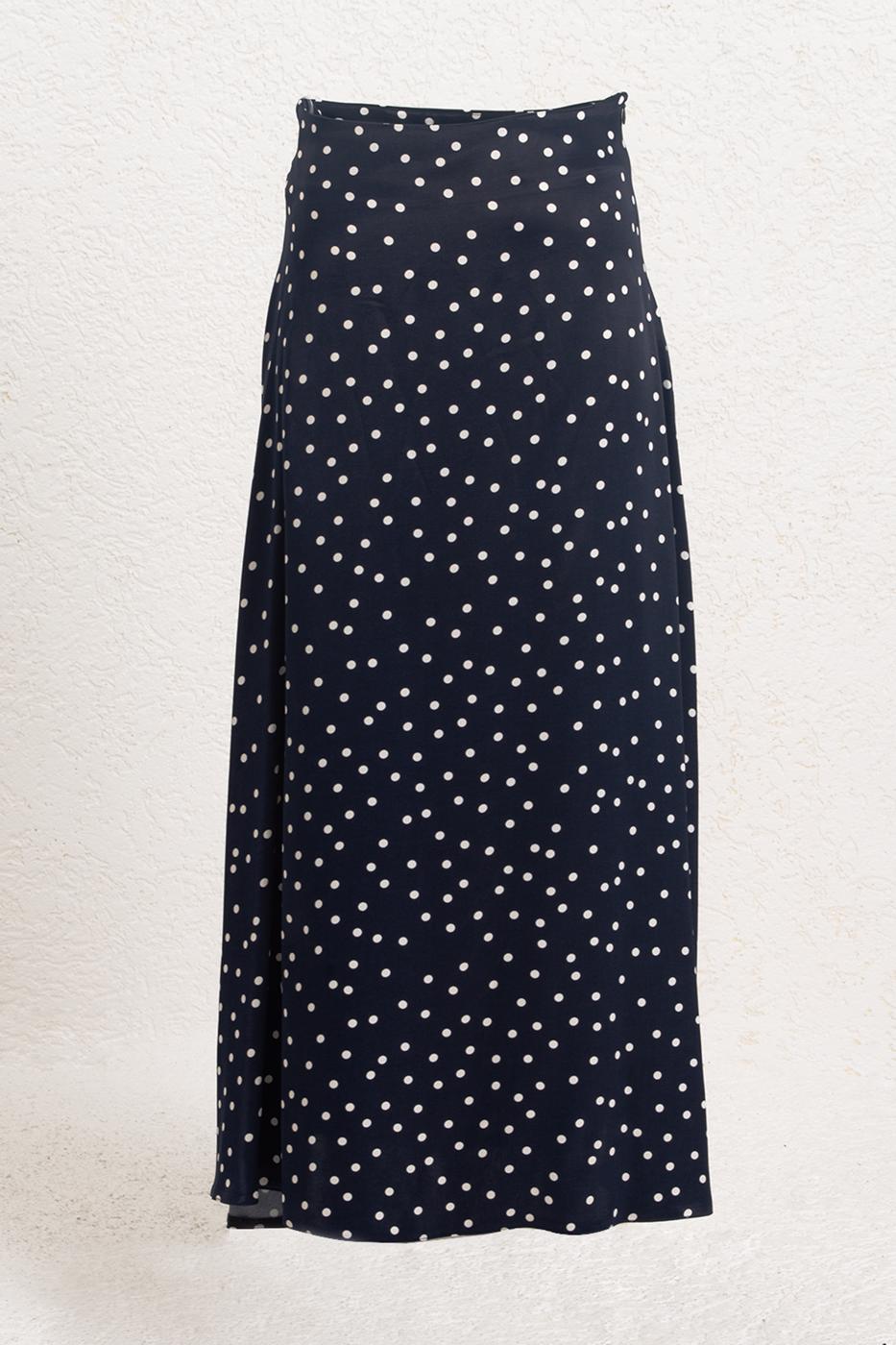 Satin Midi Skirt Navy
