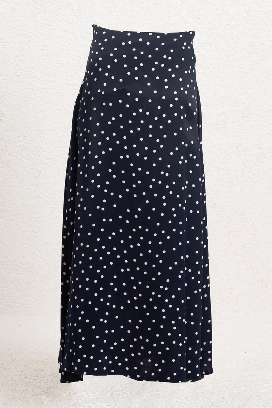 Satin Midi Skirt Navy