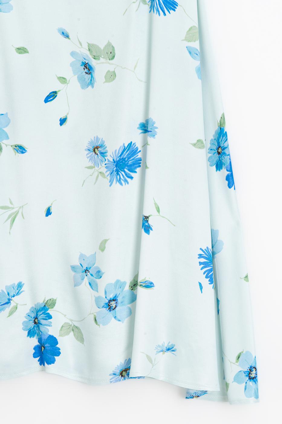 Satin Midi Skirt Blue