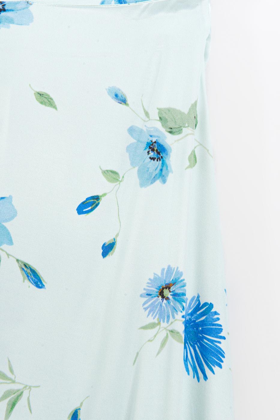 Satin Midi Skirt Blue