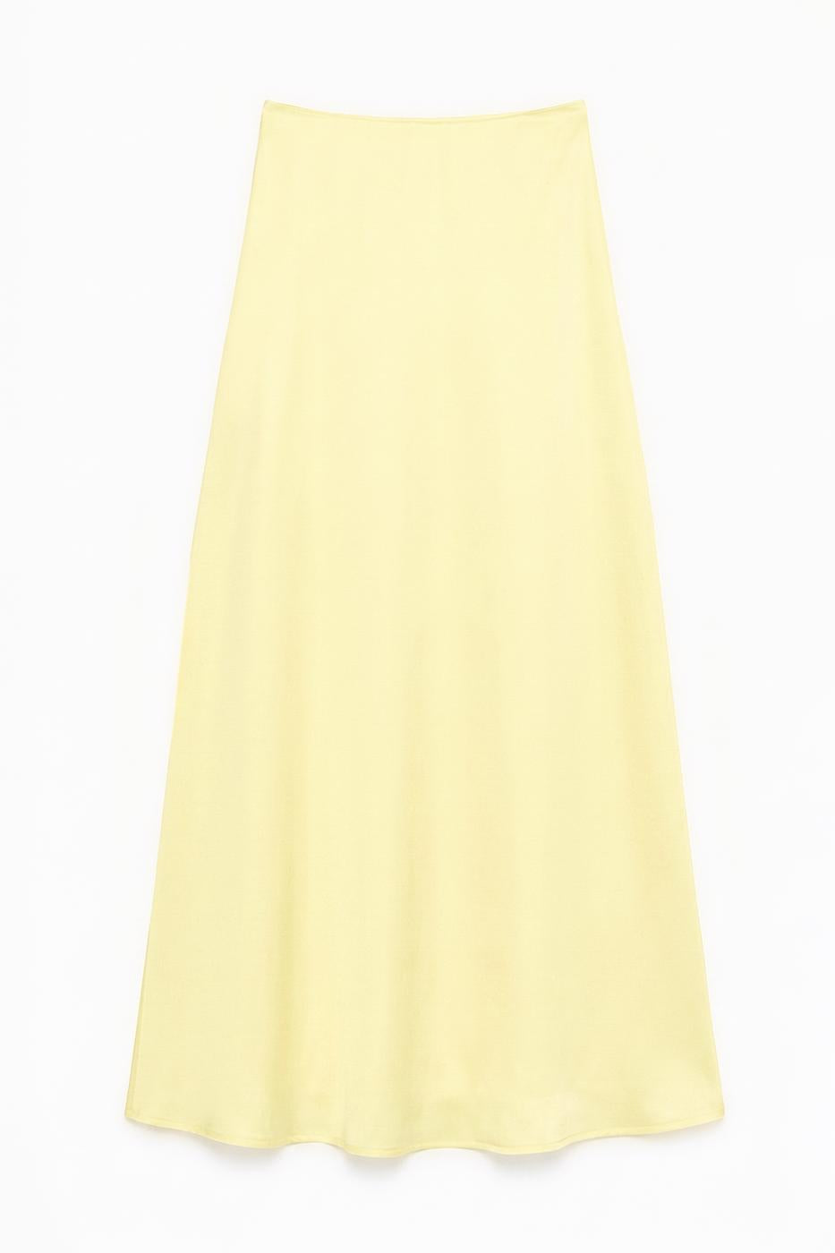 Satin Midi Skirt Yellow