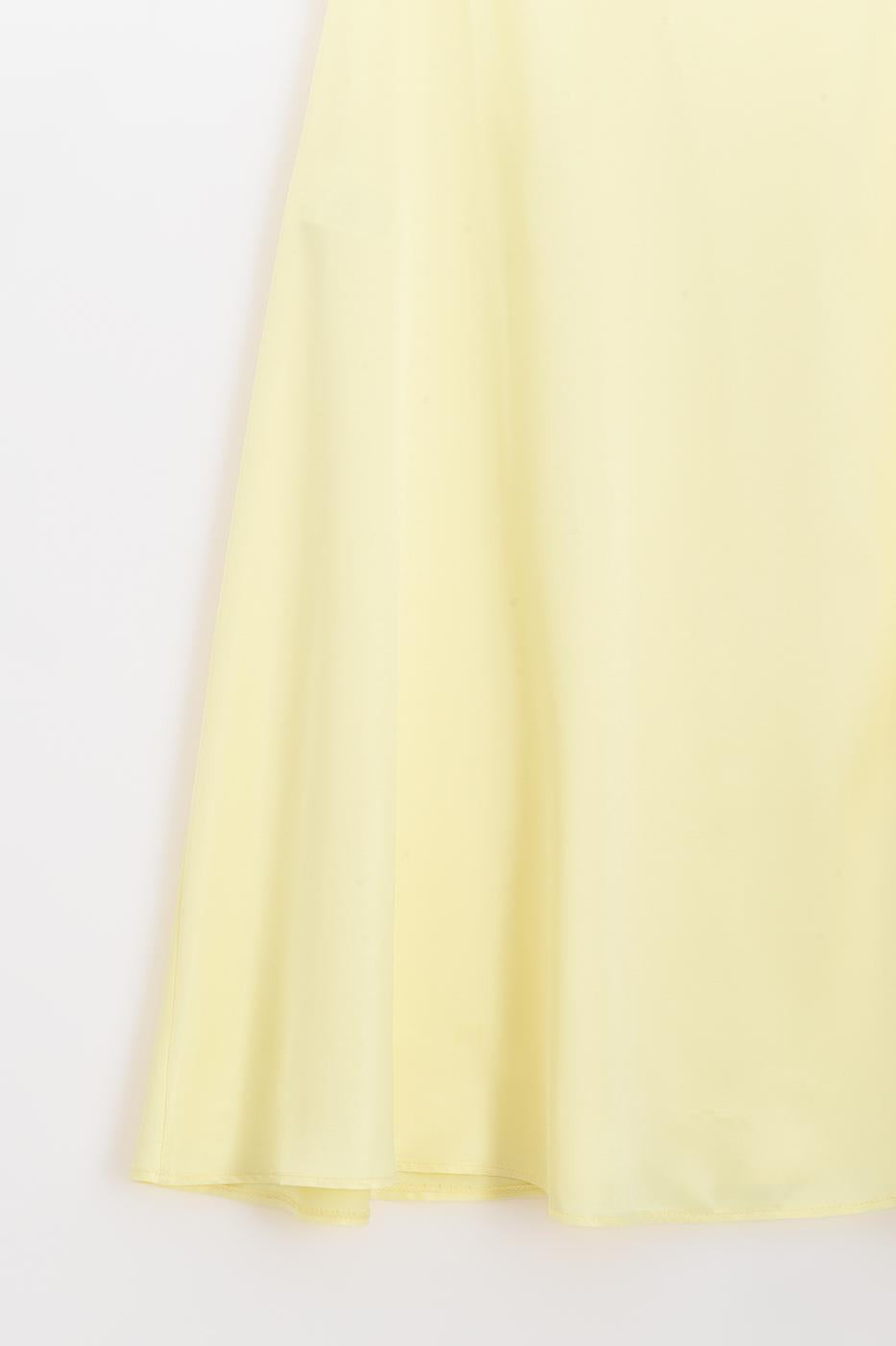 Satin Midi Skirt Yellow
