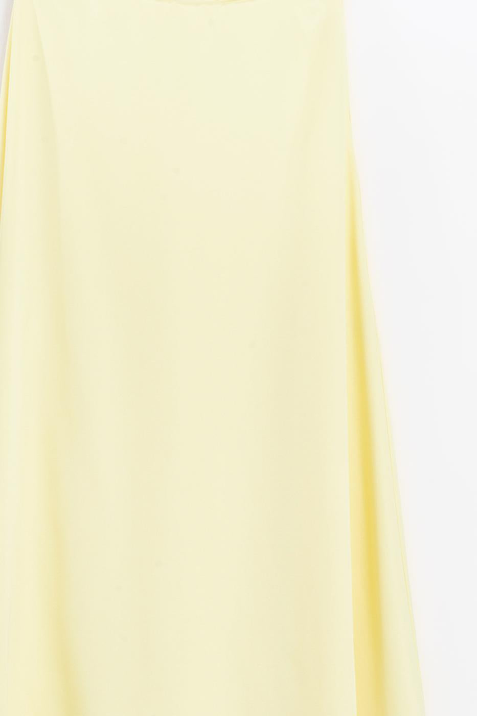Satin Midi Skirt Yellow