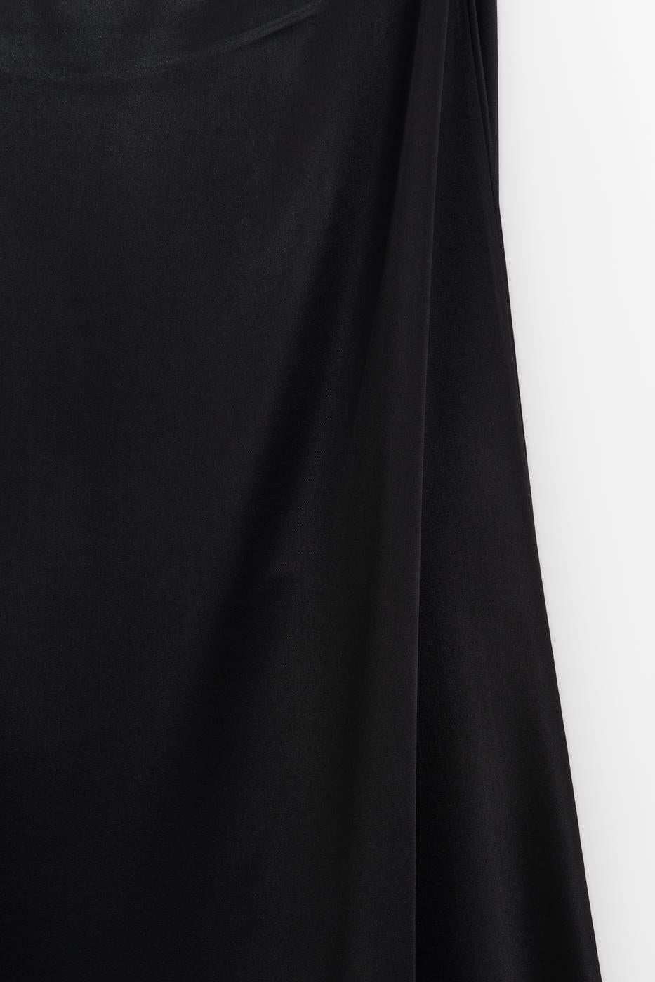Satin Midi Skirt Black