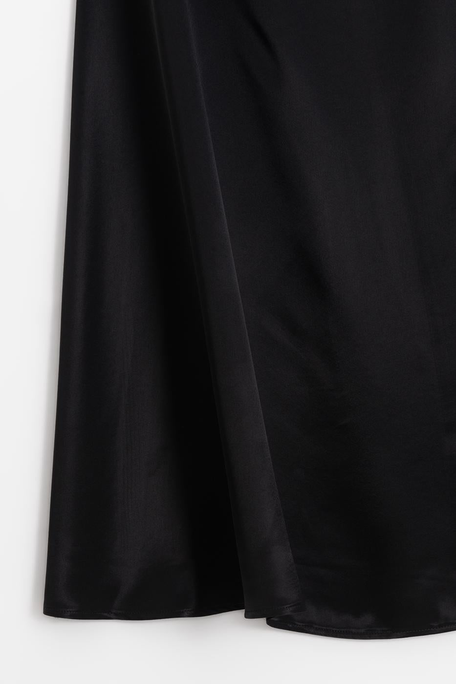 Satin Midi Skirt Black