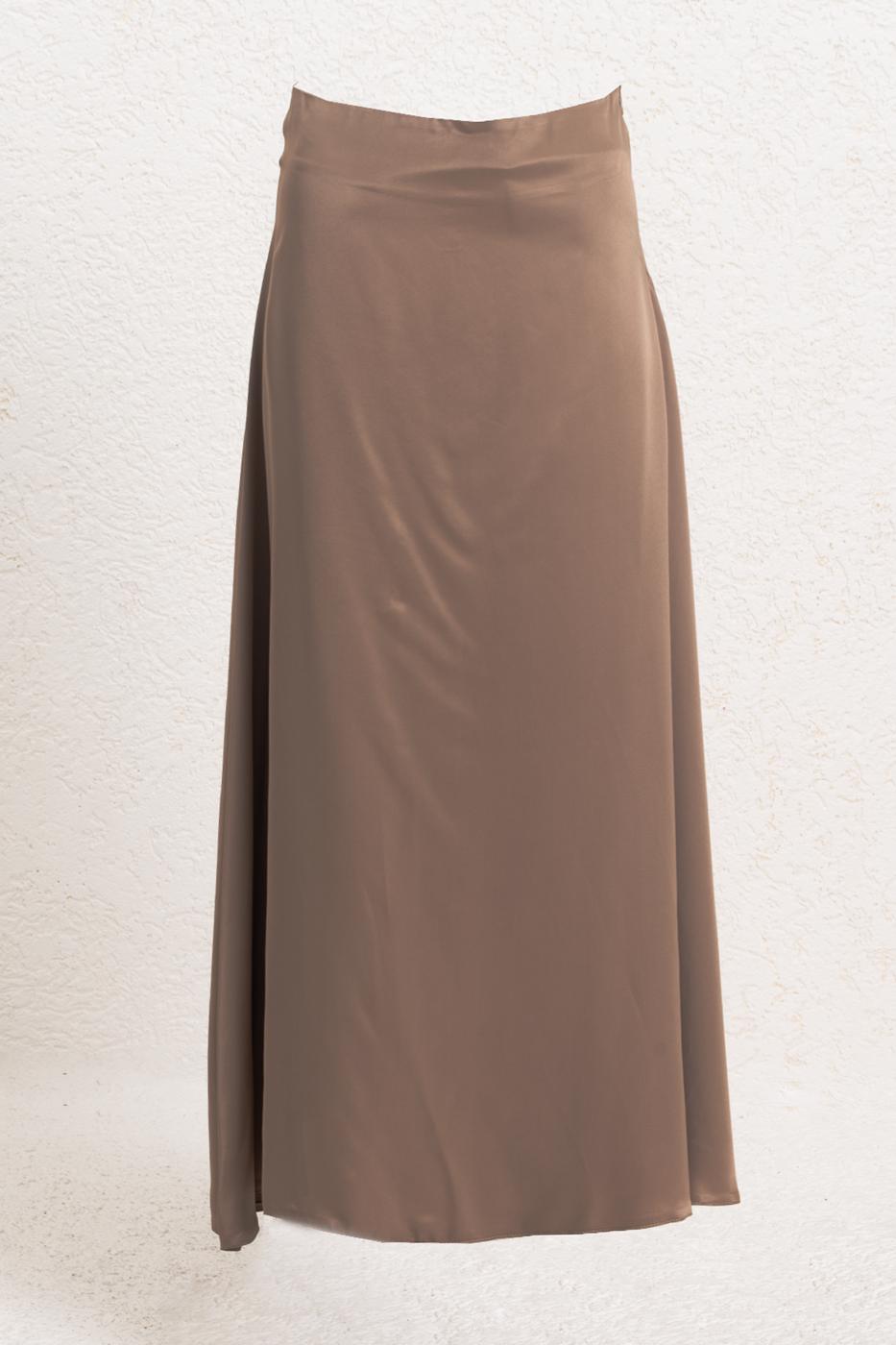 Satin Midi Skirt Mink