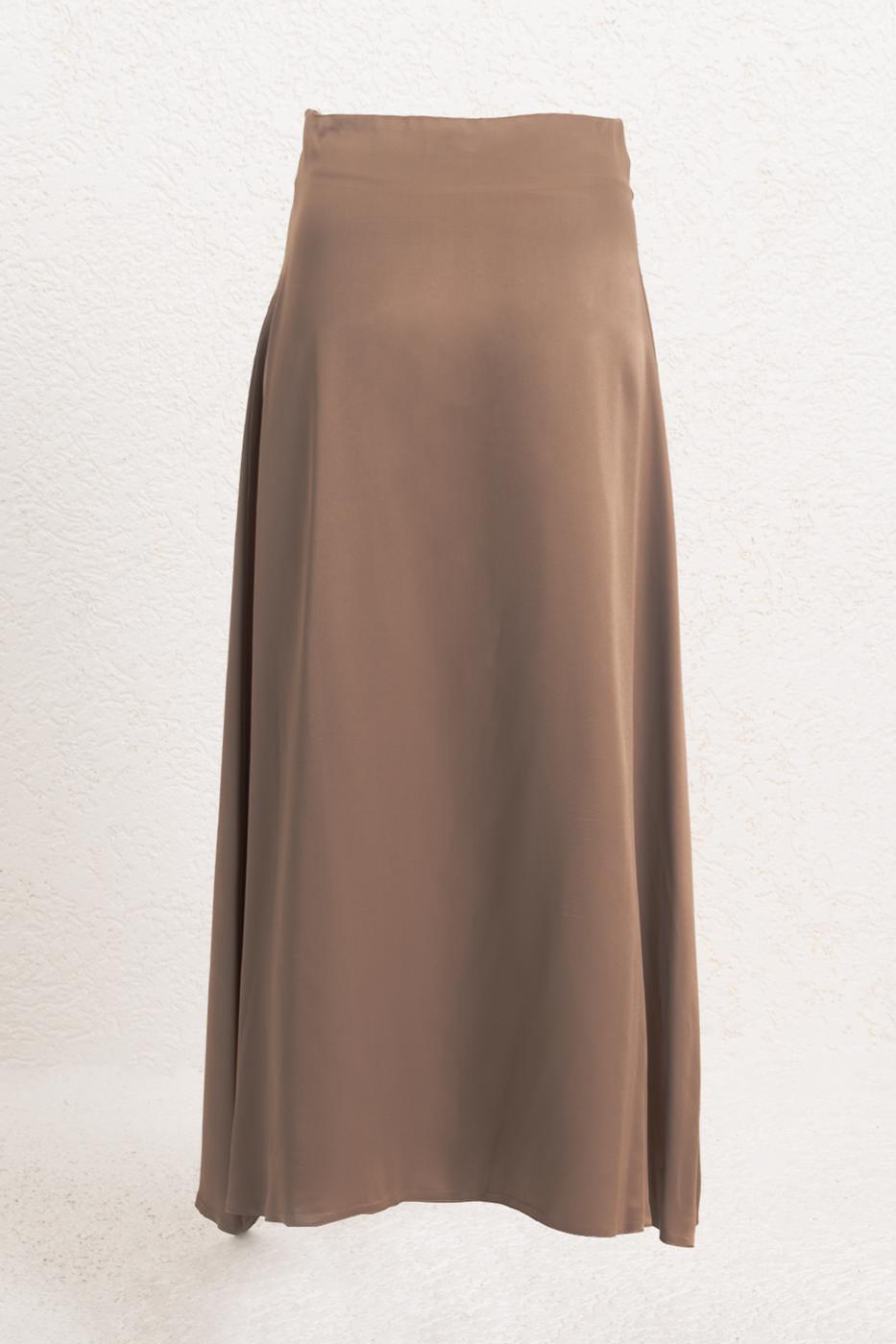 Satin Midi Skirt Mink