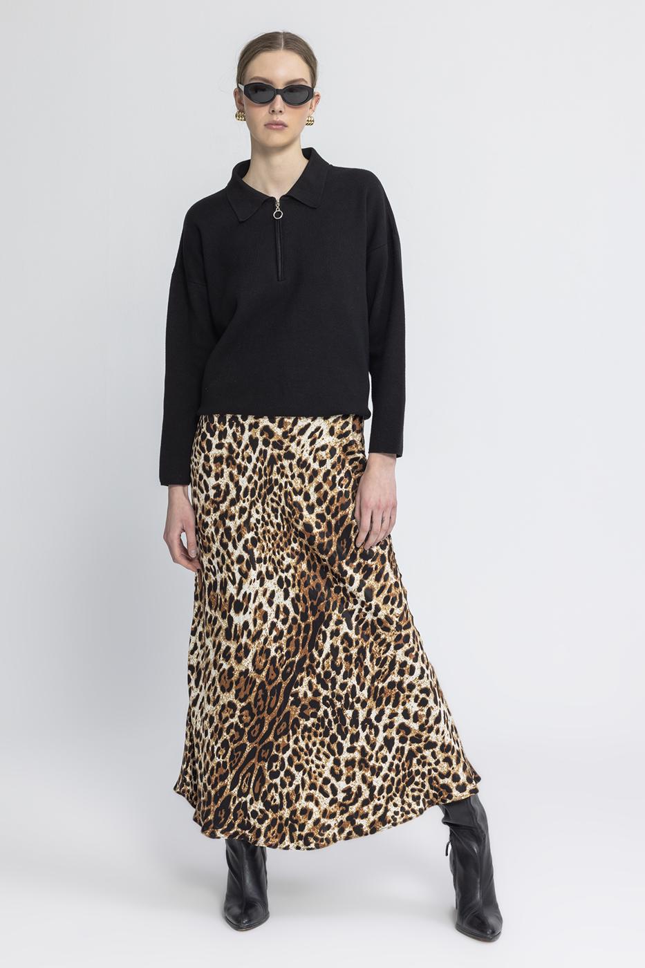 Satin Midi Skirt Ecru