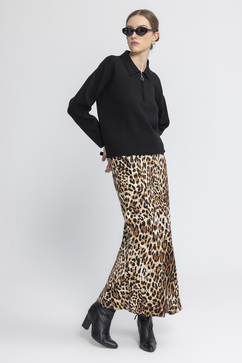 Satin Midi Skirt Ecru