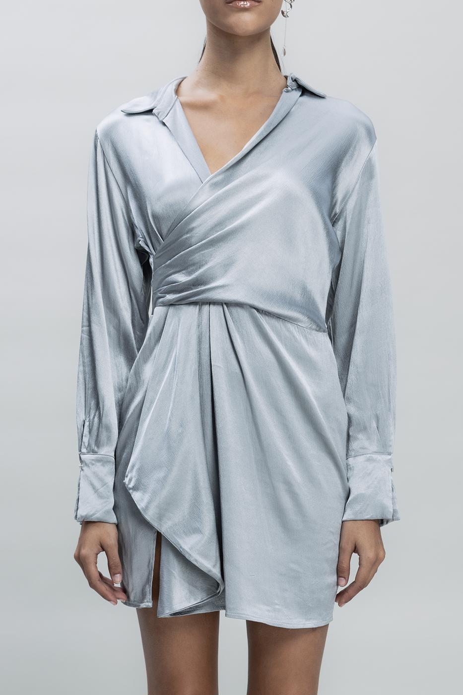 Satin Mini Dress Grey