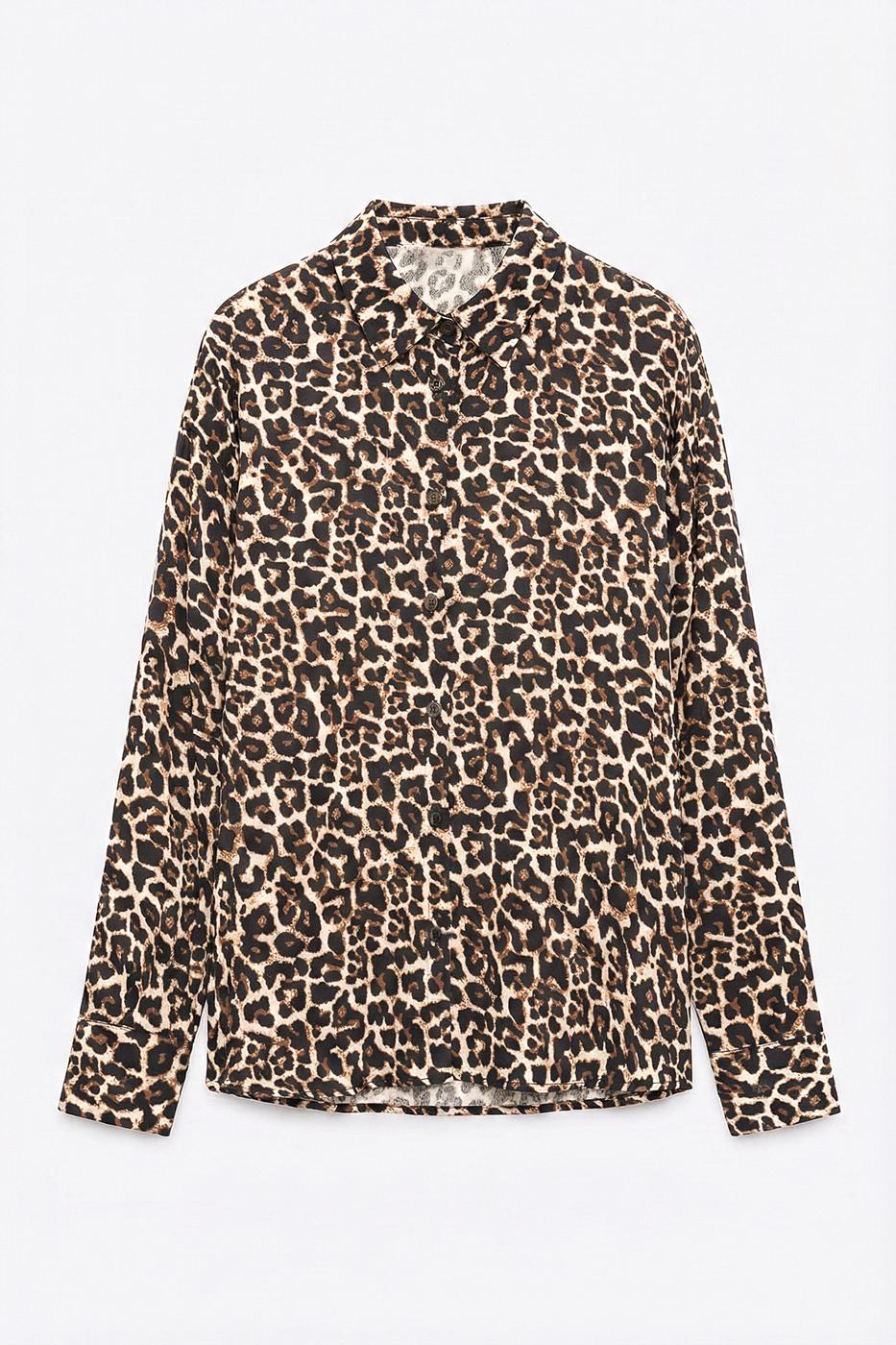 Satin Oversize Shirt Brown