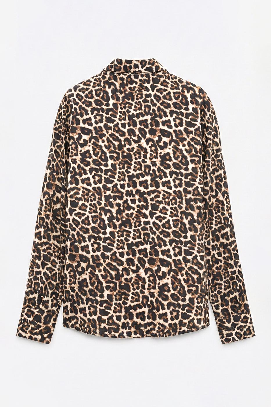 Satin Oversize Shirt Brown