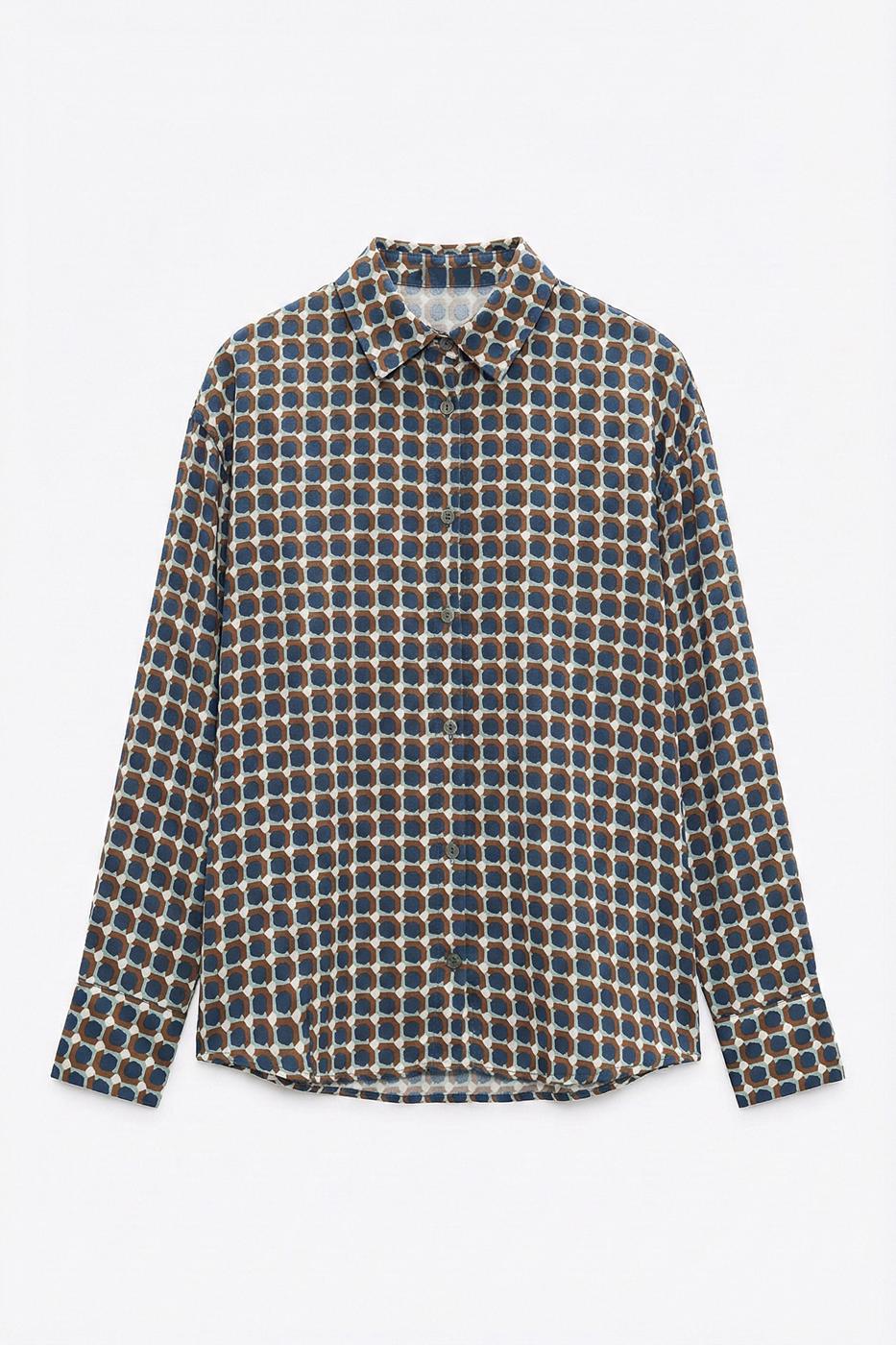 Satin Oversize Shirt Navy