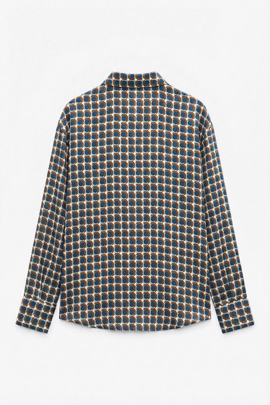 Satin Oversize Shirt Navy