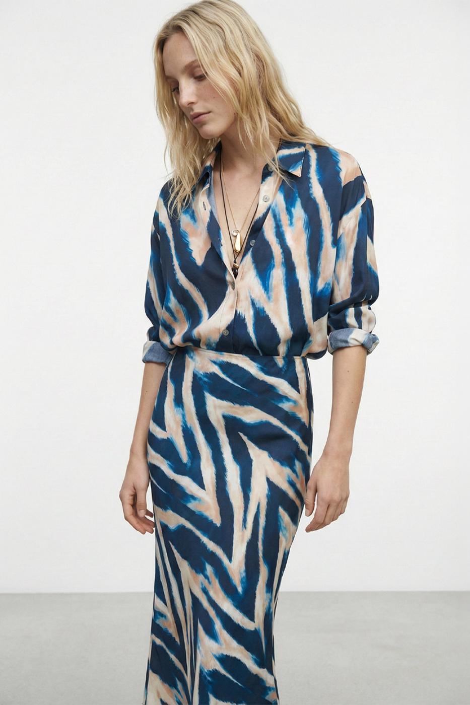 Satin Oversize Shirt Multı colour