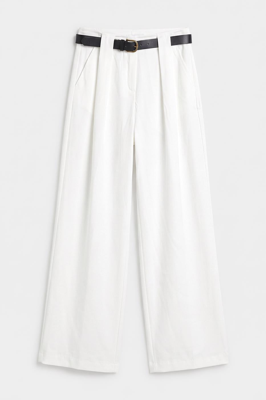 Satin Palazzo Trousers White