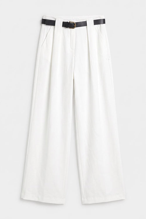 Satin Palazzo Trousers White