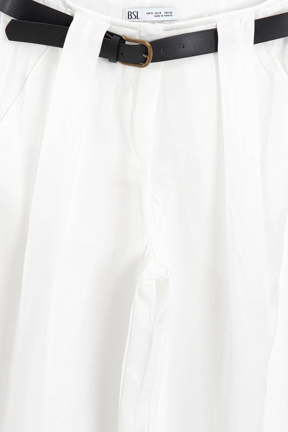 Satin Palazzo Trousers White