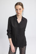Satin Regular Shirt Black