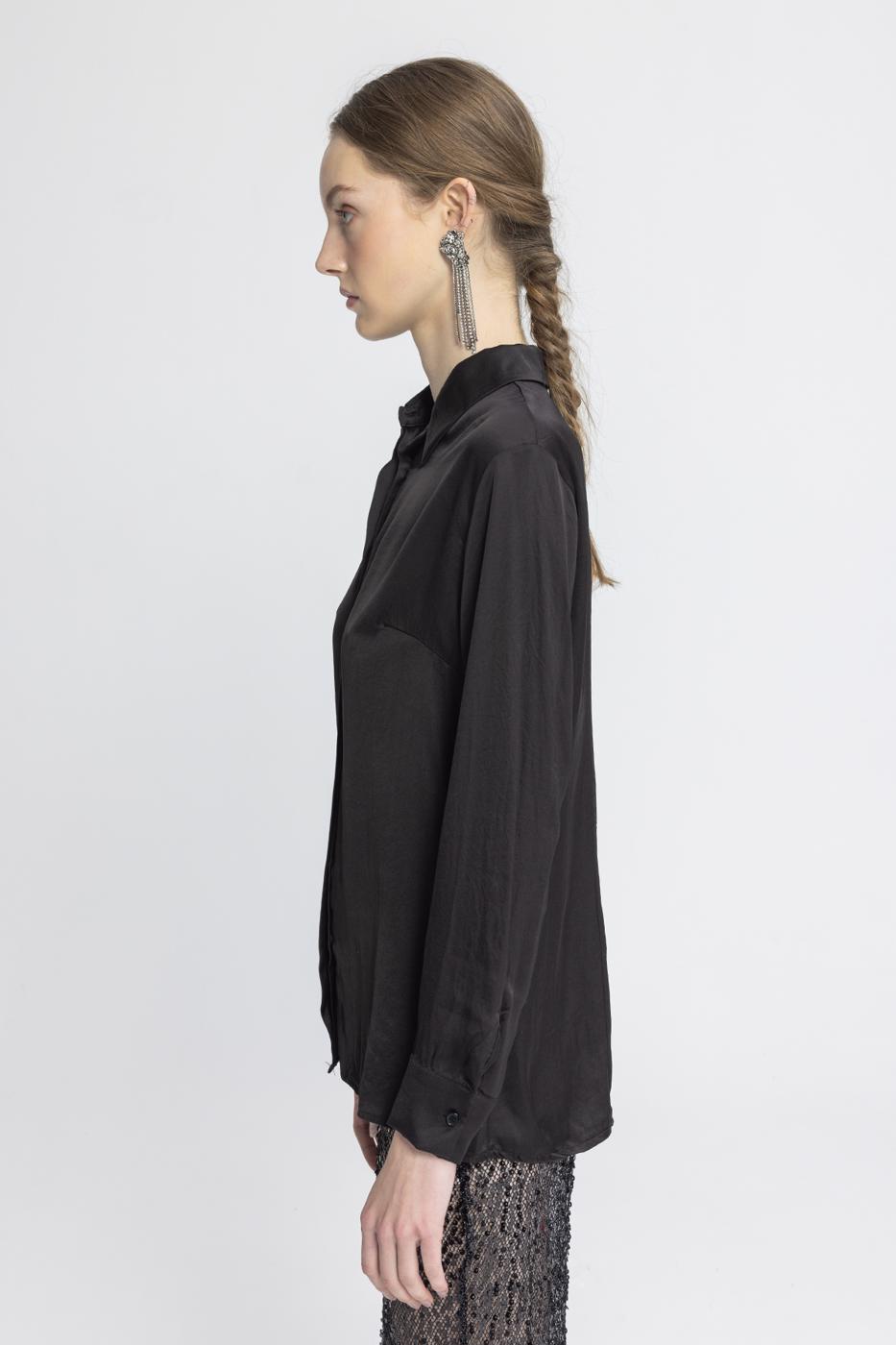 Satin Regular Shirt Black