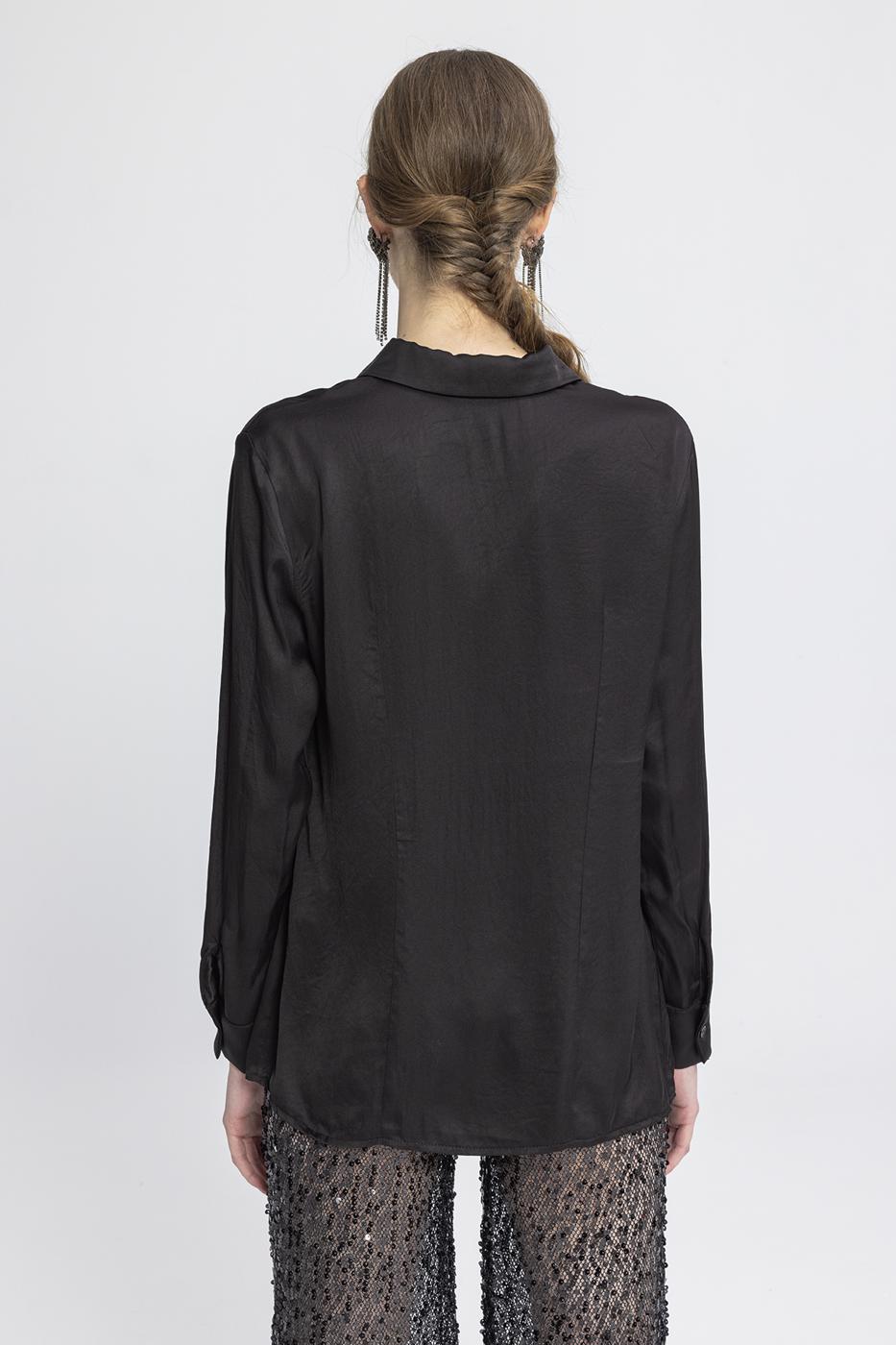 Satin Regular Shirt Black