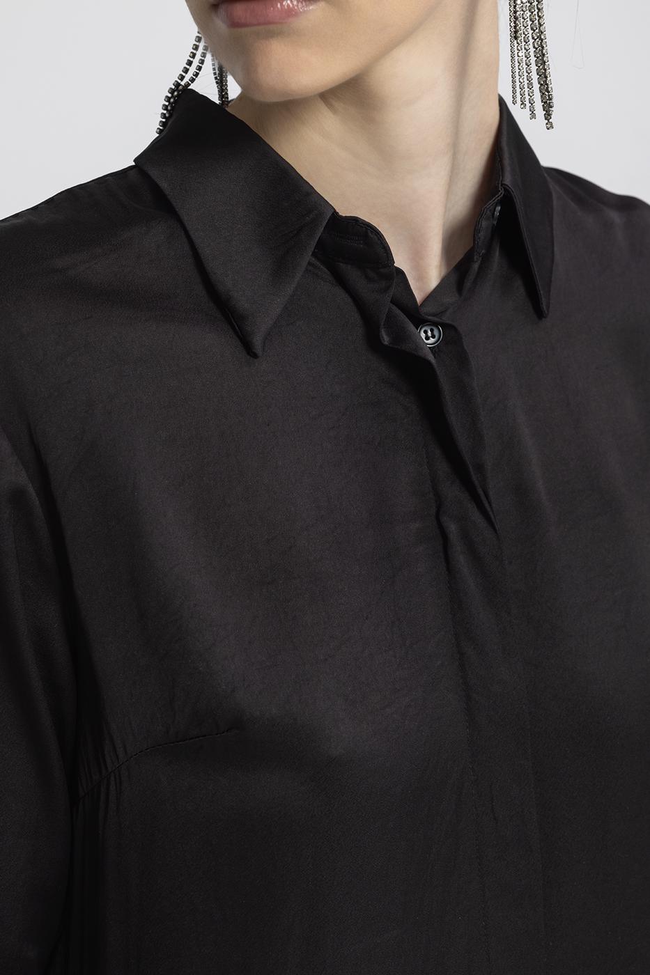 Satin Regular Shirt Black