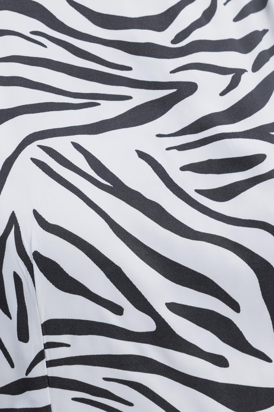 Satin Zebra Patterned Mini Dress White