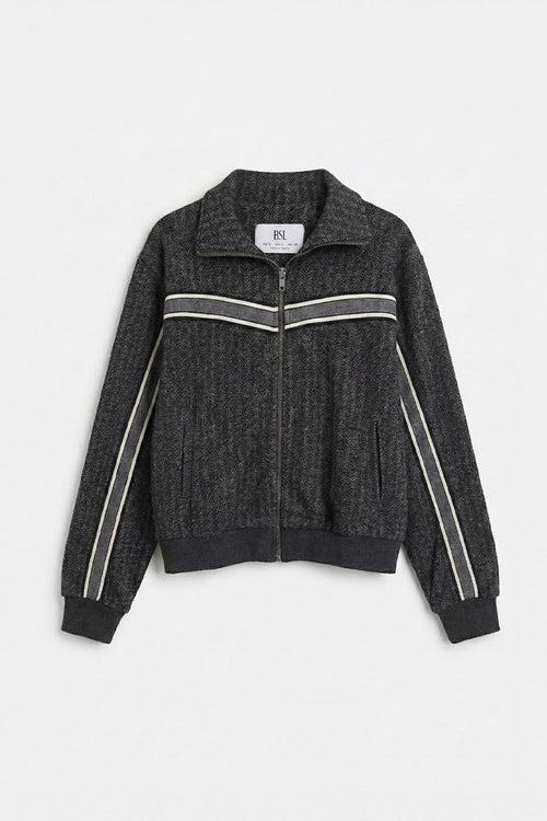 Striped Zip-Up Sweatshirt Anthracite
