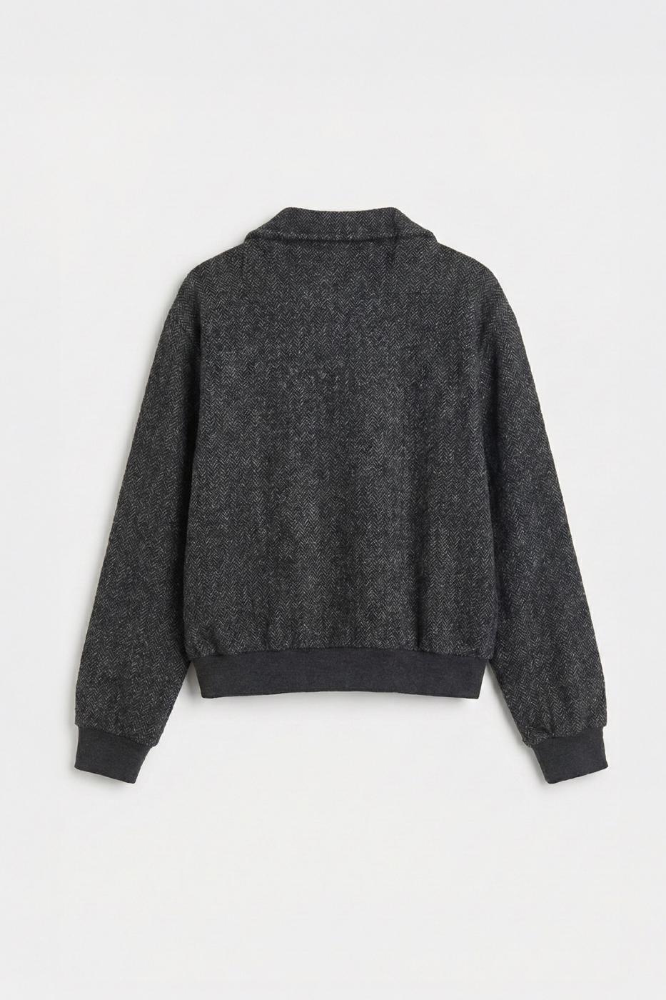 Striped Zip-Up Sweatshirt Anthracite