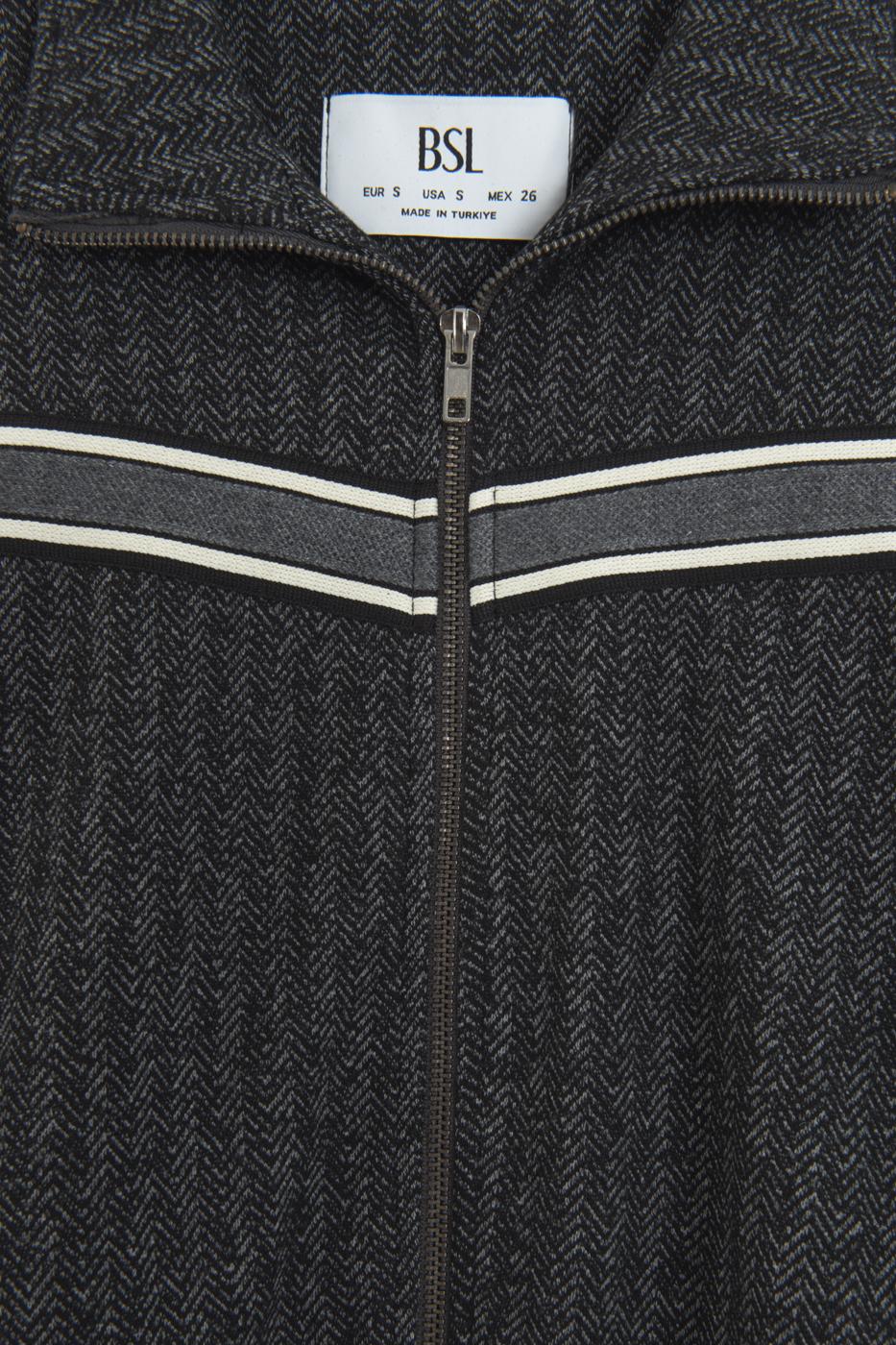 Striped Zip-Up Sweatshirt Anthracite