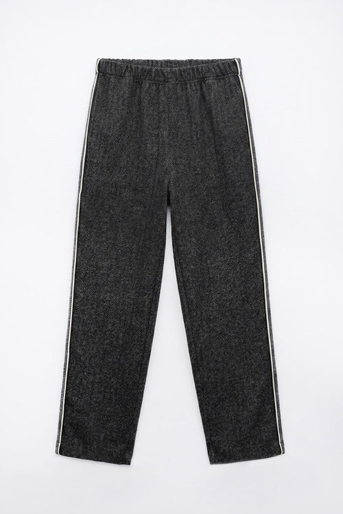 Striped Trimmed Sports Pants Anthracite