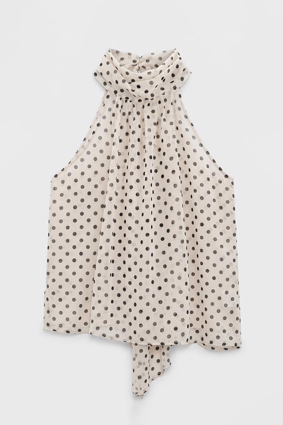 Chiffon Halter Neck Blouse Ecru