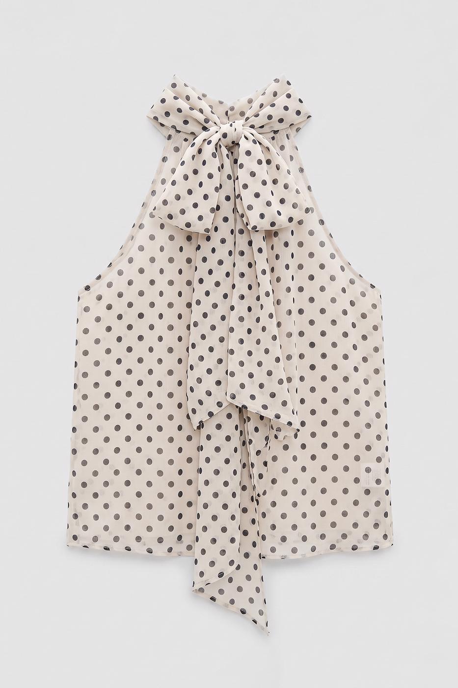 Chiffon Halter Neck Blouse Ecru
