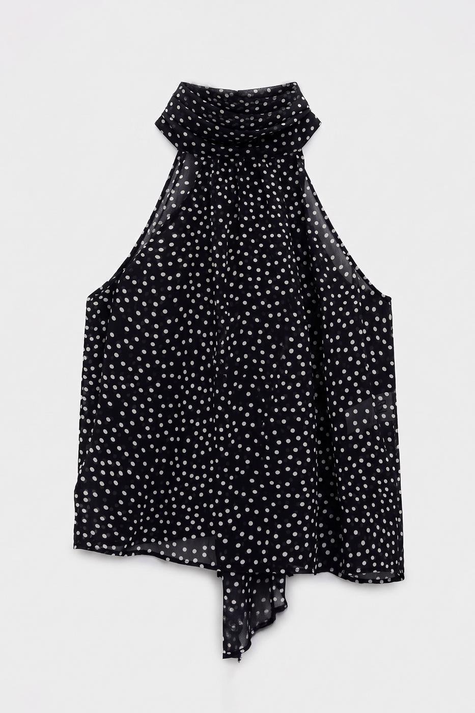 Chiffon Halter Neck Blouse Black