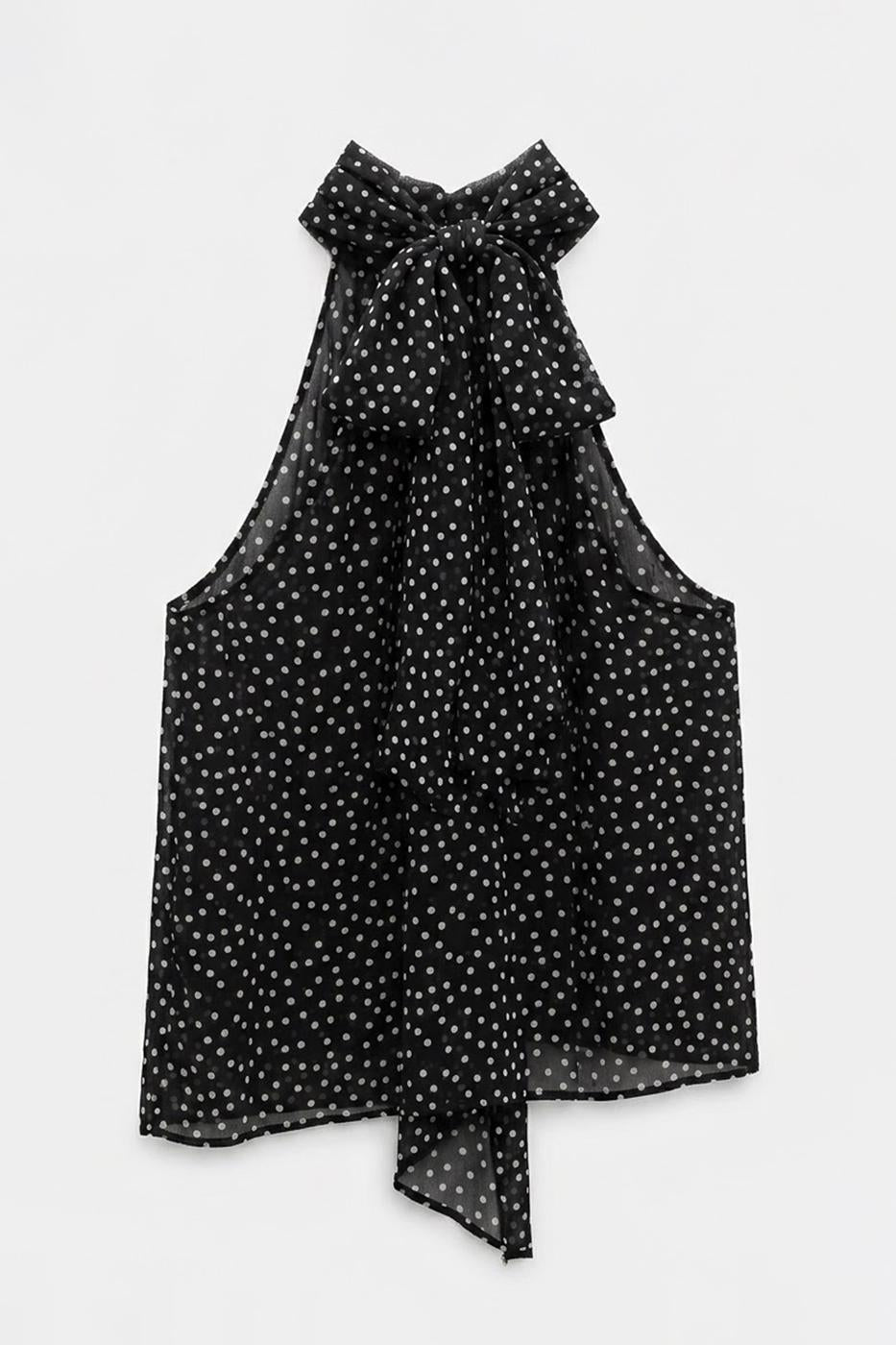 Chiffon Halter Neck Blouse Black