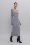 Glitter Midi Knit Dress Grey