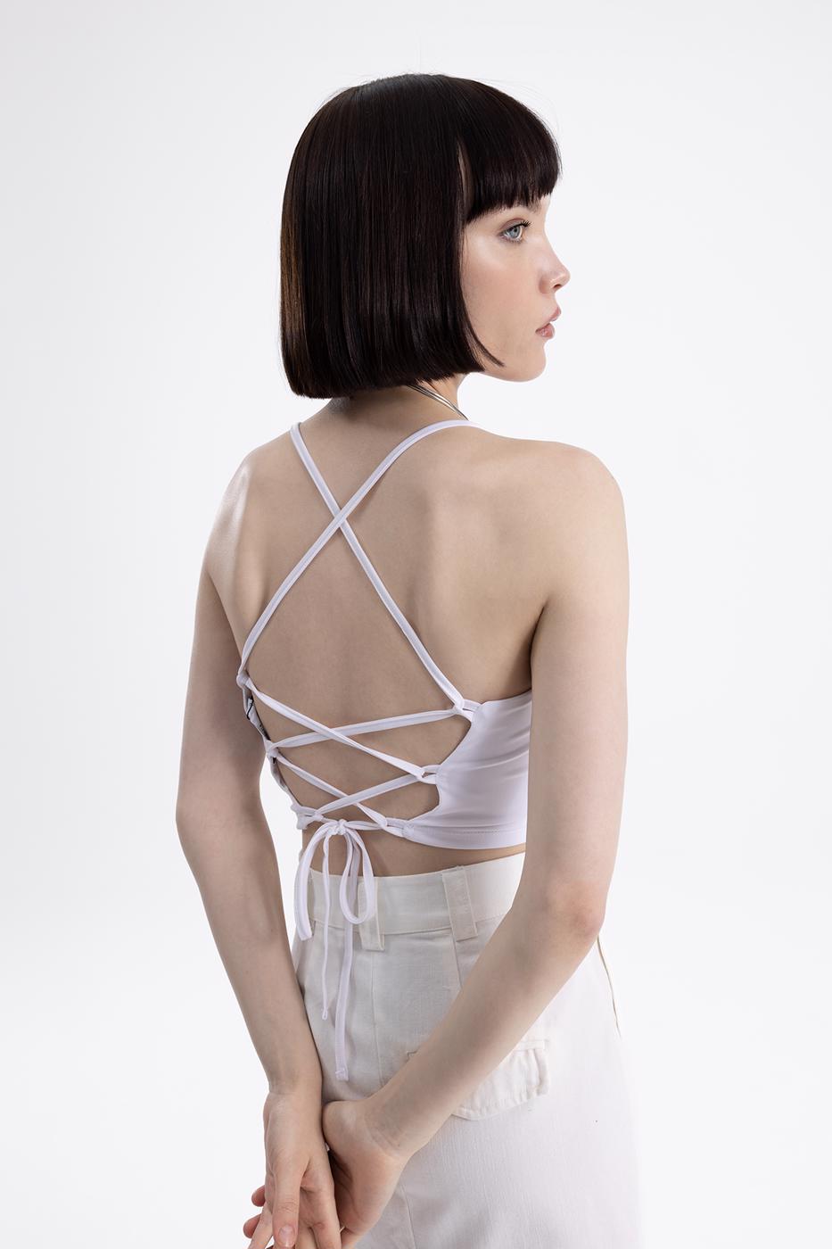Neck tie strapped top White