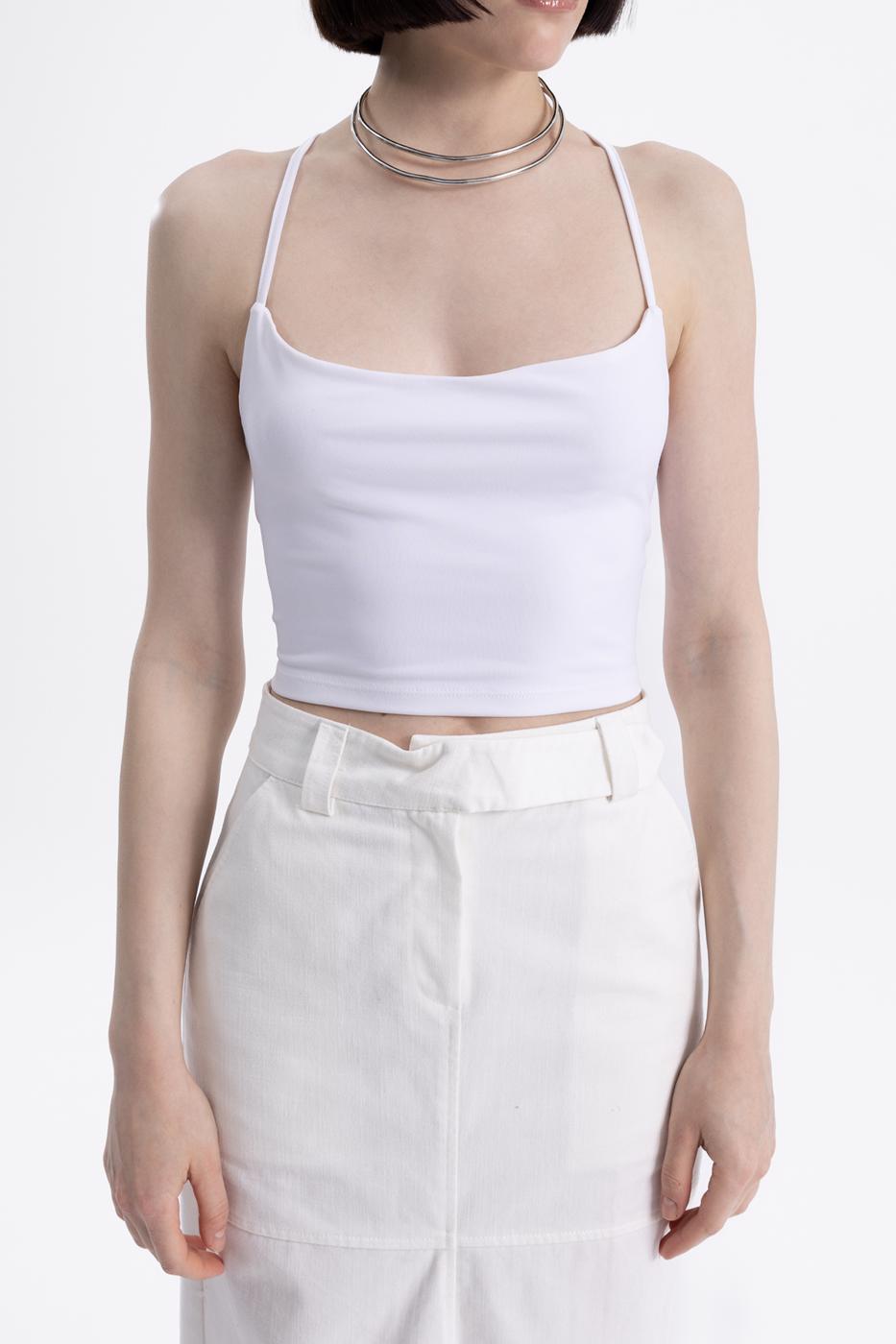 Neck tie strapped top White