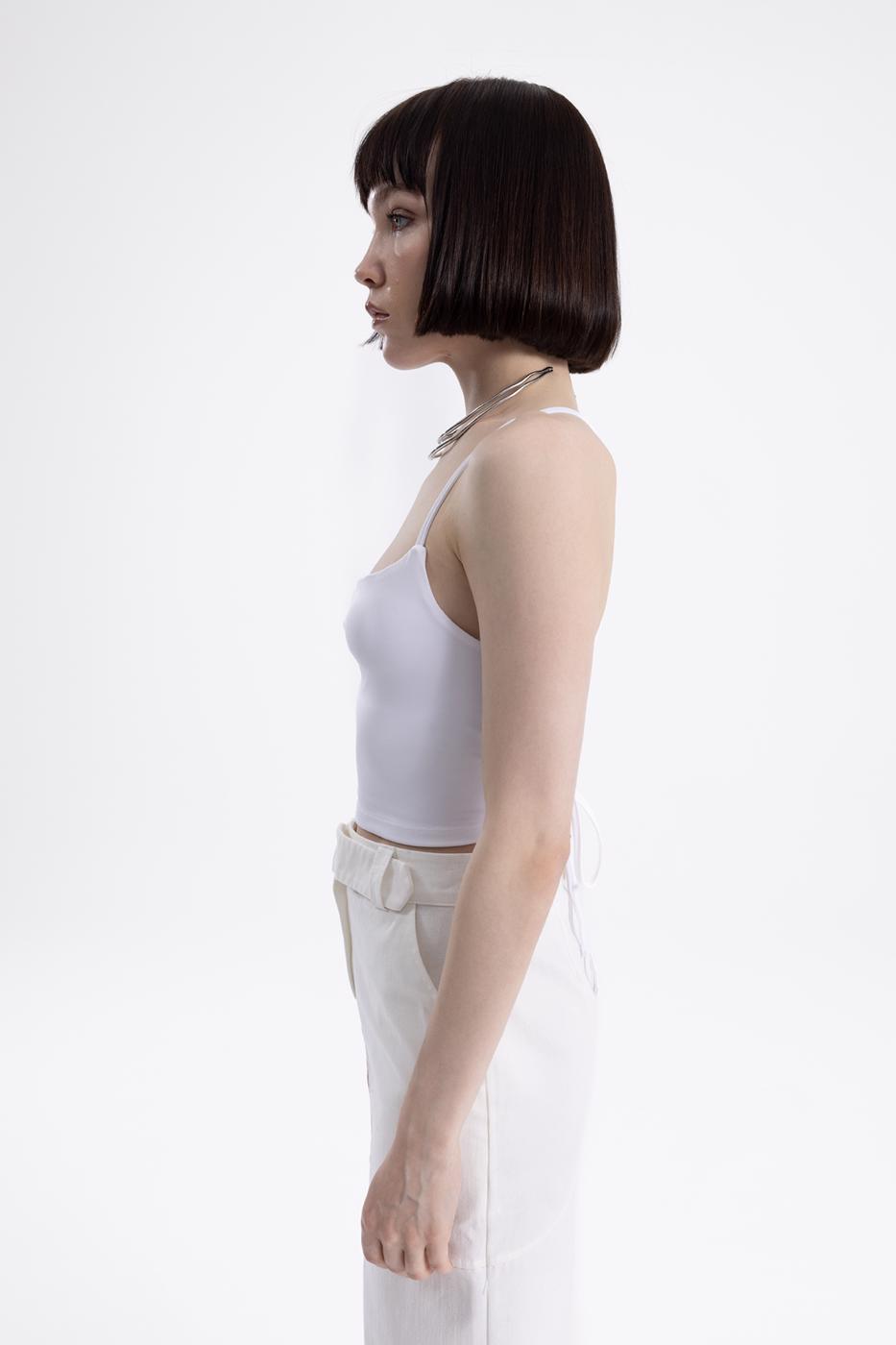 Neck tie strapped top White