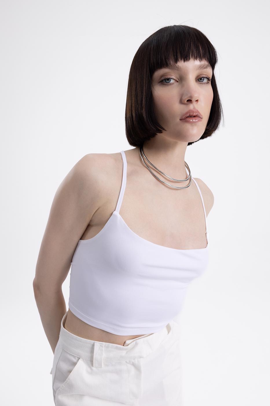 Neck tie strapped top White