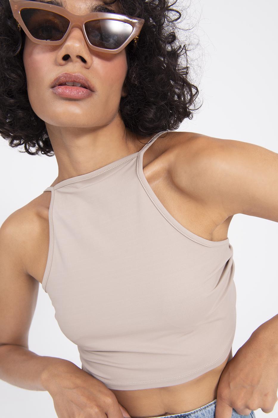 Neck tie top Beige