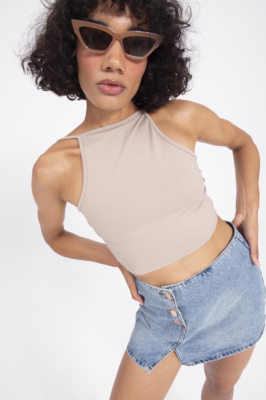 Neck tie top Beige