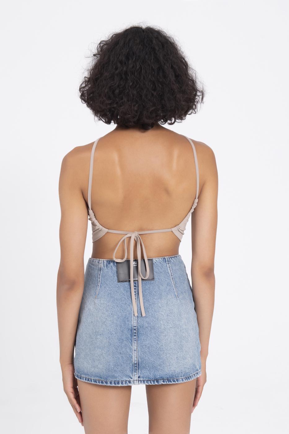 Neck tie top Beige