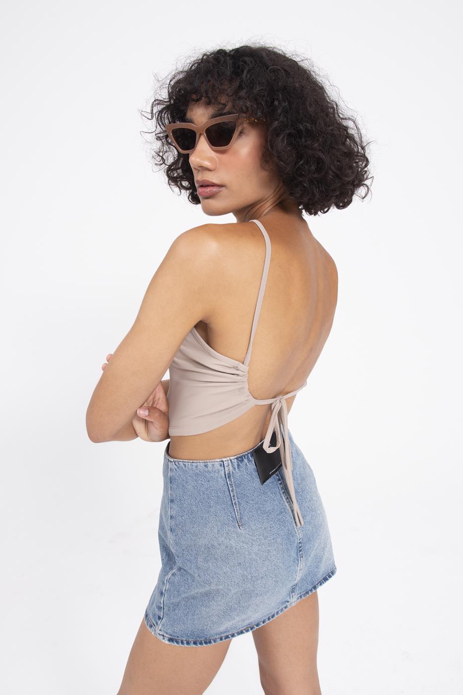 Neck tie top Beige