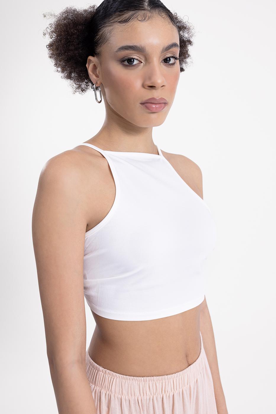 Neck tie top Ecru