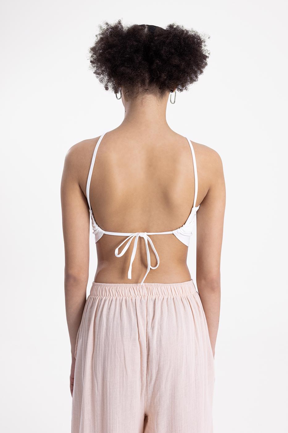 Neck tie top Ecru