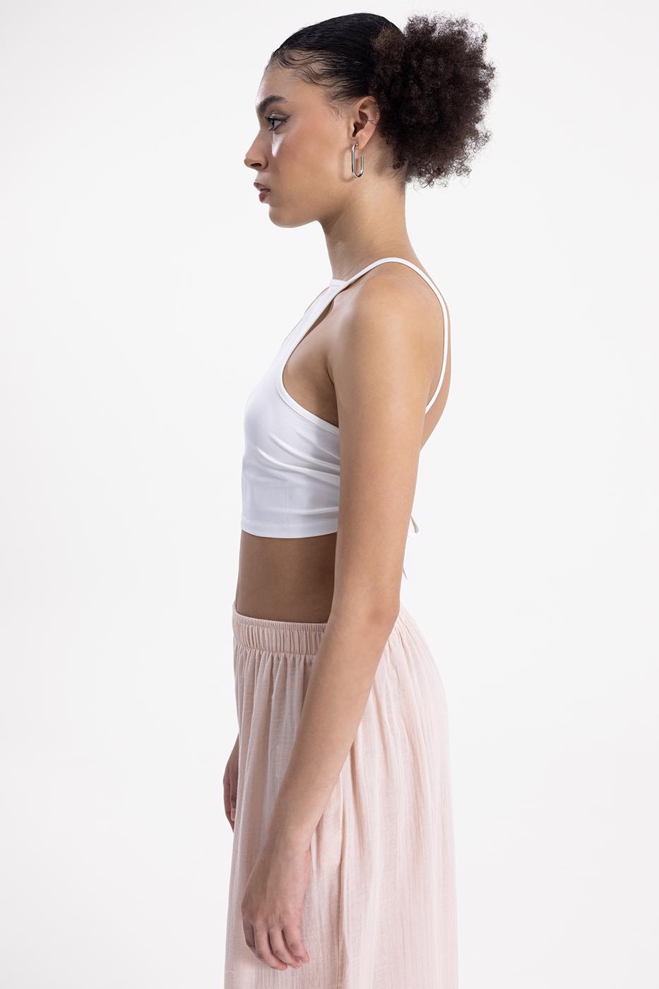 Neck tie top Ecru