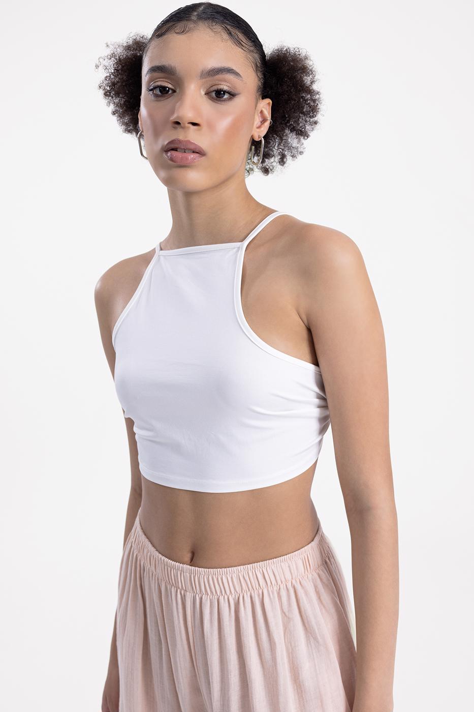 Neck tie top Ecru