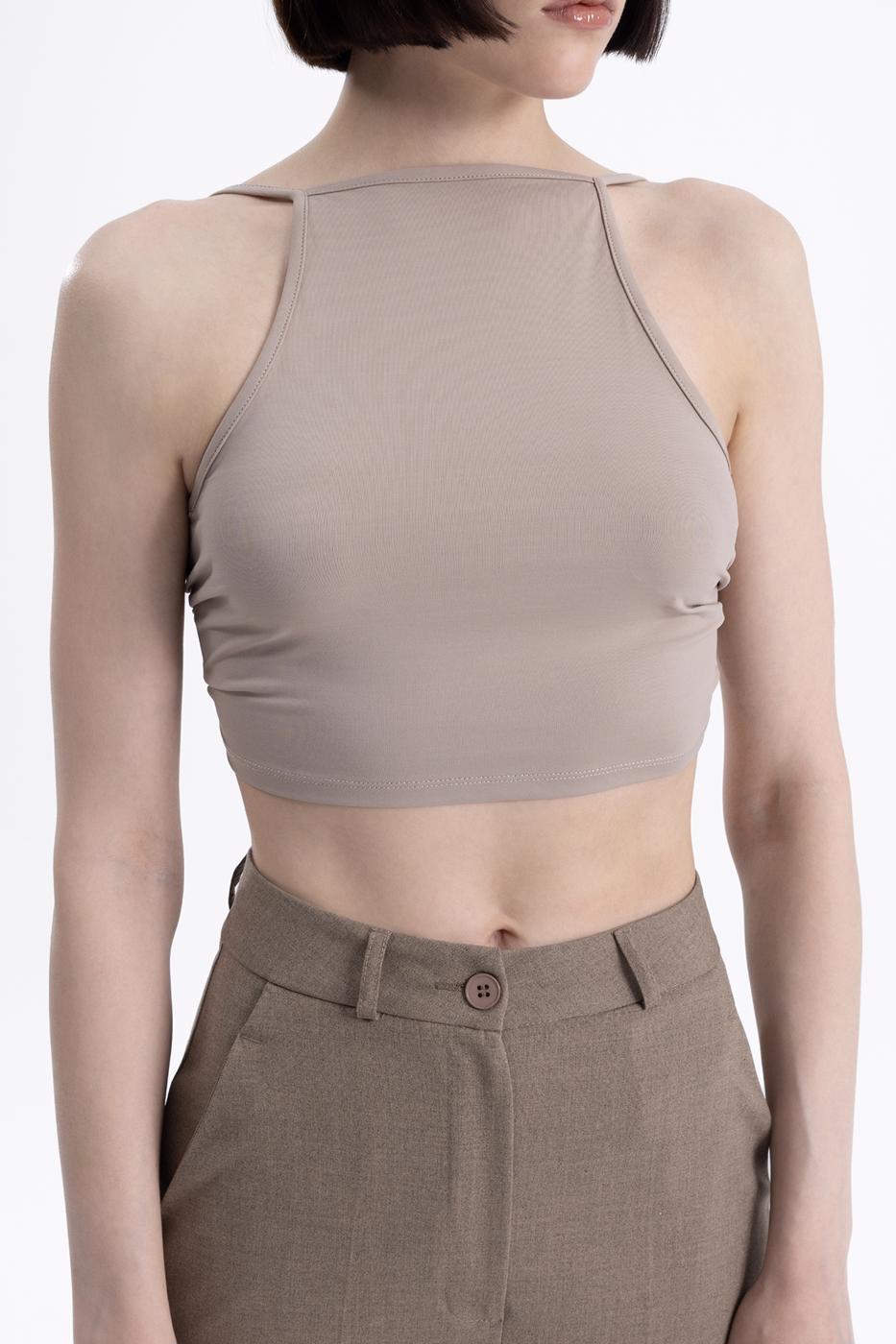 Neck tie top Dark beıge